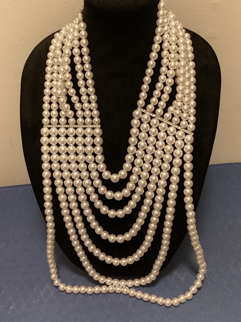 Multi strand white pearl necklace